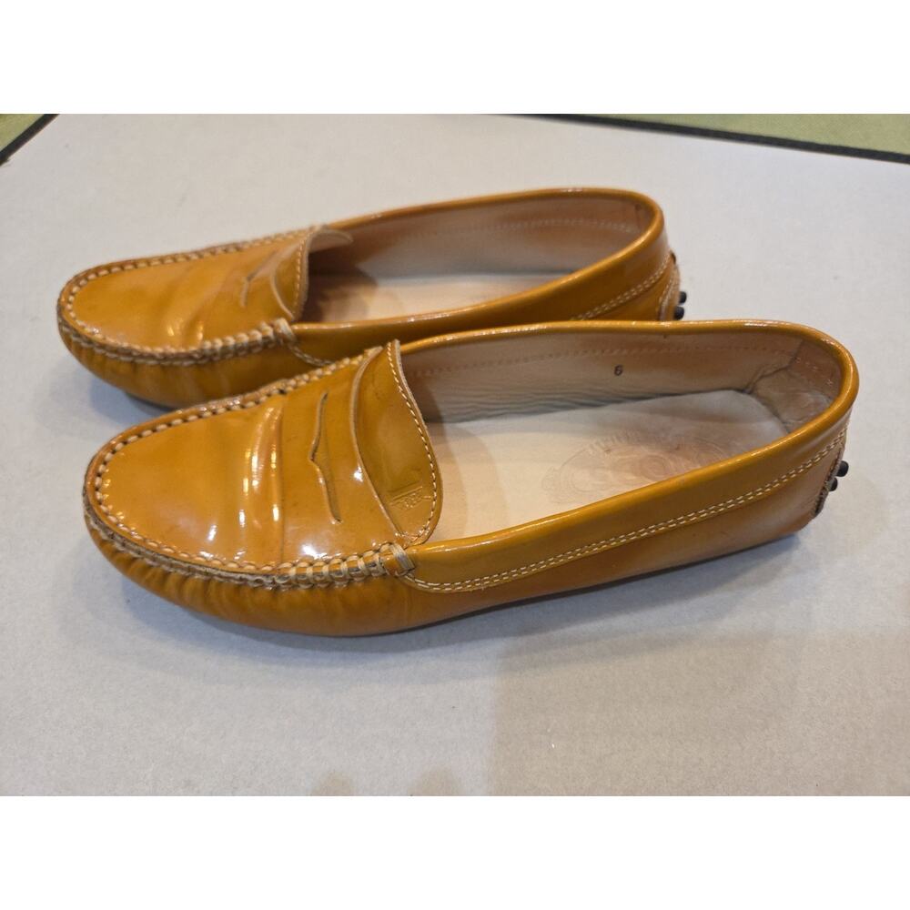 $495 Tod's Women's Driving Moccasins Mustard Leather Italy Size 6 LADIES